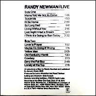 Randy Newman - Live - original 1971 vinyl